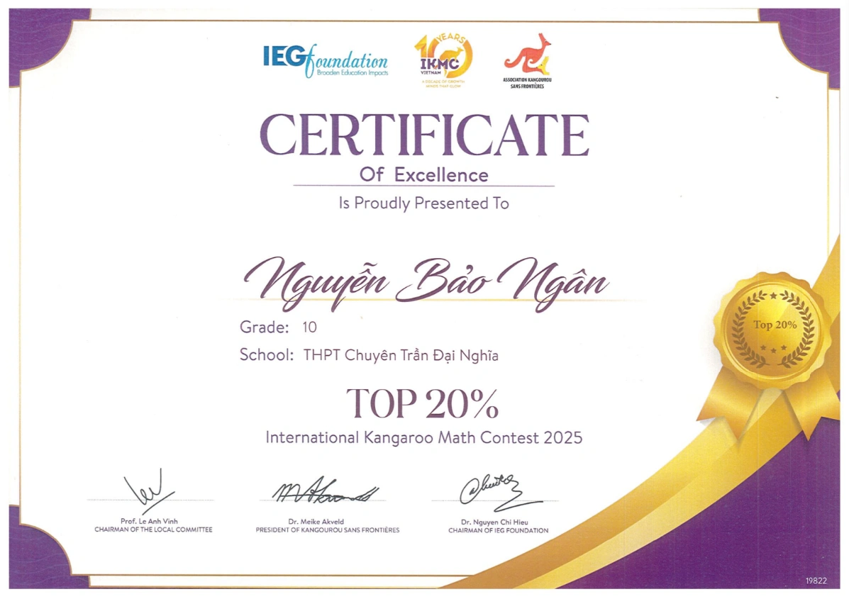 Top 20% — The International Kangaroo Mathematics Competition (IKMC) | 2025